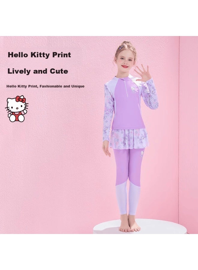 F.dyraa & o Kitty Kids' Long Sleeve Sun Protection Swimwear Set A-class Two-piece Kc422c015 Pink Size 130 - Image 3