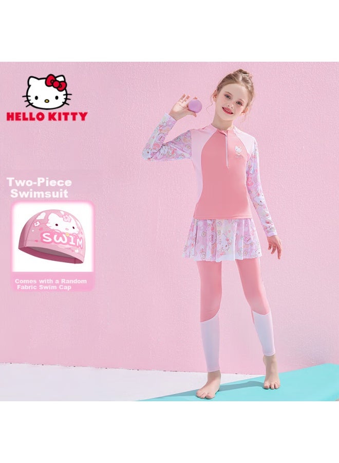 F.dyraa & o Kitty Kids' Long Sleeve Sun Protection Swimwear Set A-class Two-piece Kc422c015 Pink Size 130 - Image 1