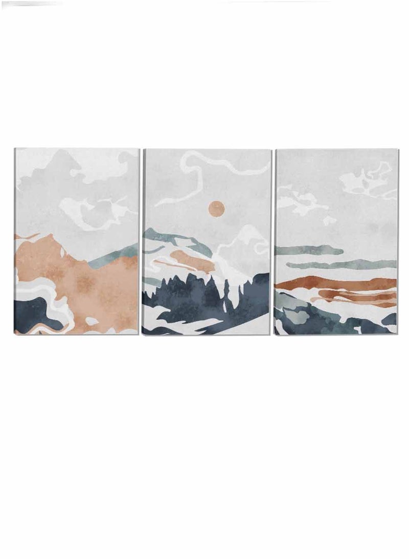 LOWHA Set Of 3 Framed Canvas Wall Arts Stretched Over Wooden Frame Abstract Paintings For Home Living Room Office Decor - Image 4