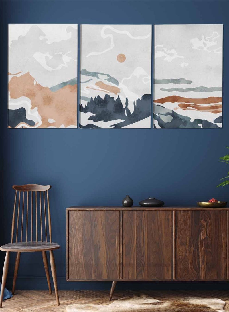 LOWHA Set Of 3 Framed Canvas Wall Arts Stretched Over Wooden Frame Abstract Paintings For Home Living Room Office Decor - Image 2