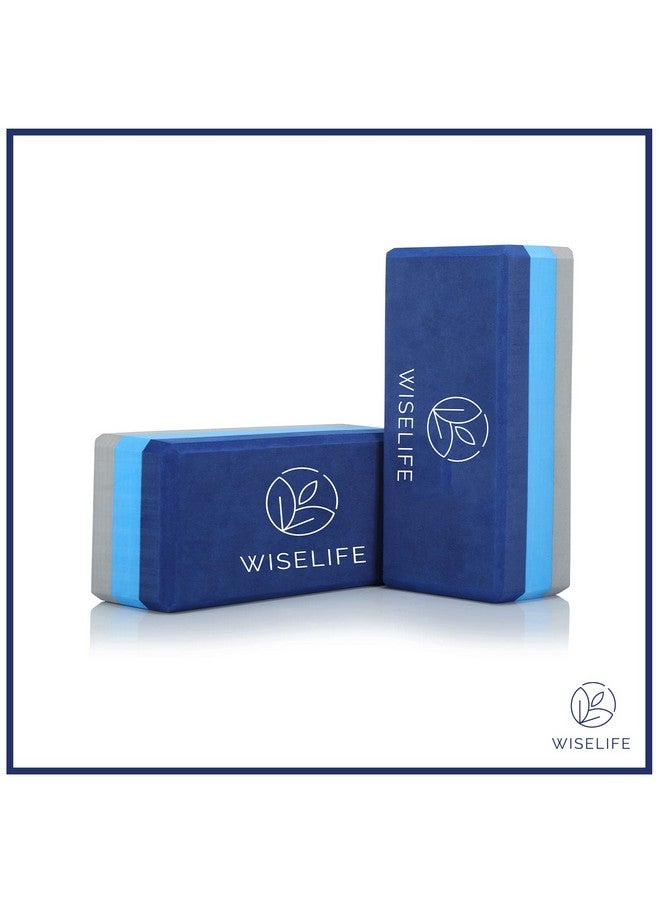 وايز لايف ناتشورالز كتلة اليوجا WiseLife Pro | كتلة اليوجا (الحجم العادي)، مادة إسفنجية TPE عالية الكثافة، سطح ناعم، ثلاث طبقات لتحقيق التوازن الأمثل والدعم والوسادة (زوج، أزرق رمادي) - Image 3