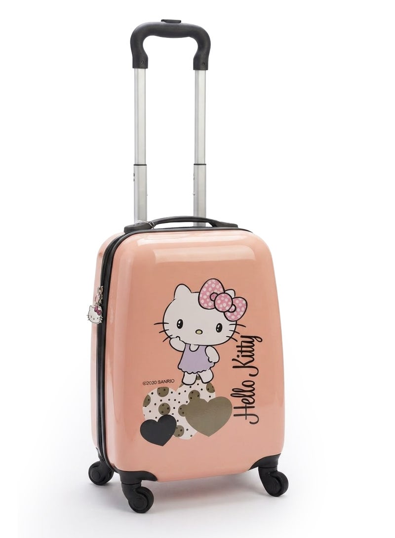 Sanrio Hello Kitty Kids Hard Shell Trolley Luggage 16" – Peach Pink ABS + PC UV Print Carry-On Suitcase with 360° Spinner Wheels - Image 3