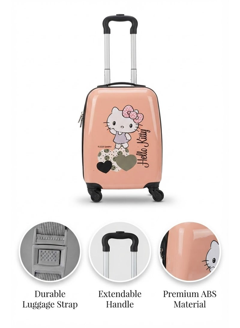 Sanrio Hello Kitty Kids Hard Shell Trolley Luggage 16" – Peach Pink ABS + PC UV Print Carry-On Suitcase with 360° Spinner Wheels - Image 5