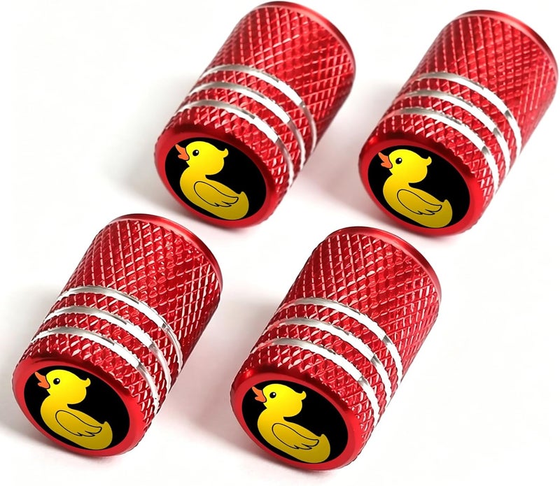 DoYoMo 4pcs Red Valve Stem Caps Little Yellow Duck Tire Air Caps Aluminum Car Valve Stem Cover Cover for Auto Truck Bicycle Corrosion Proof Universal Cars Accessories Little Yellow Duck Gifts for Women Men - Image 1