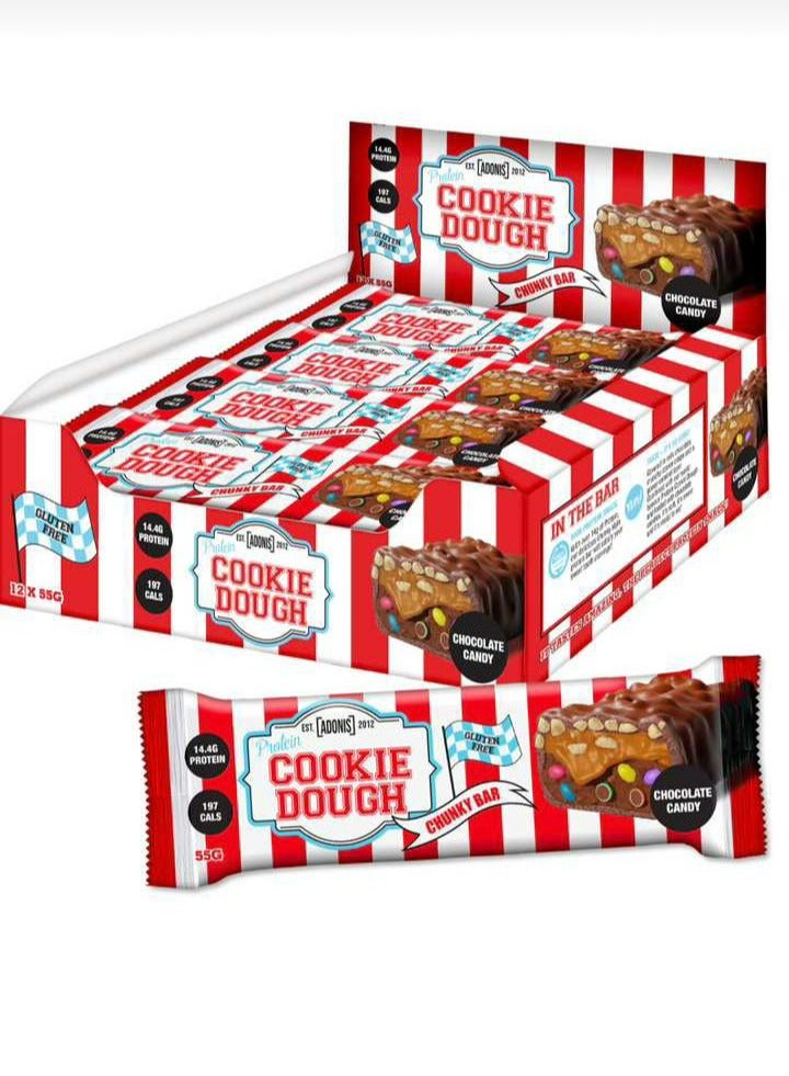 آدونیس Adonis Protein Cookie Dough Bar Chocolate candy 12x55g (660G)