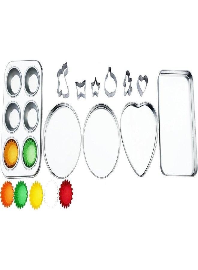 Quadrapoint Super Deluxe Pan Set Replacement compatible with Easy Bake Ultimate Oven | Cupcake Liners THAT WILL FIT IN OVEN, UNLIKE OTHERS!! | 6 Mini Cookie Cutters - Image 1