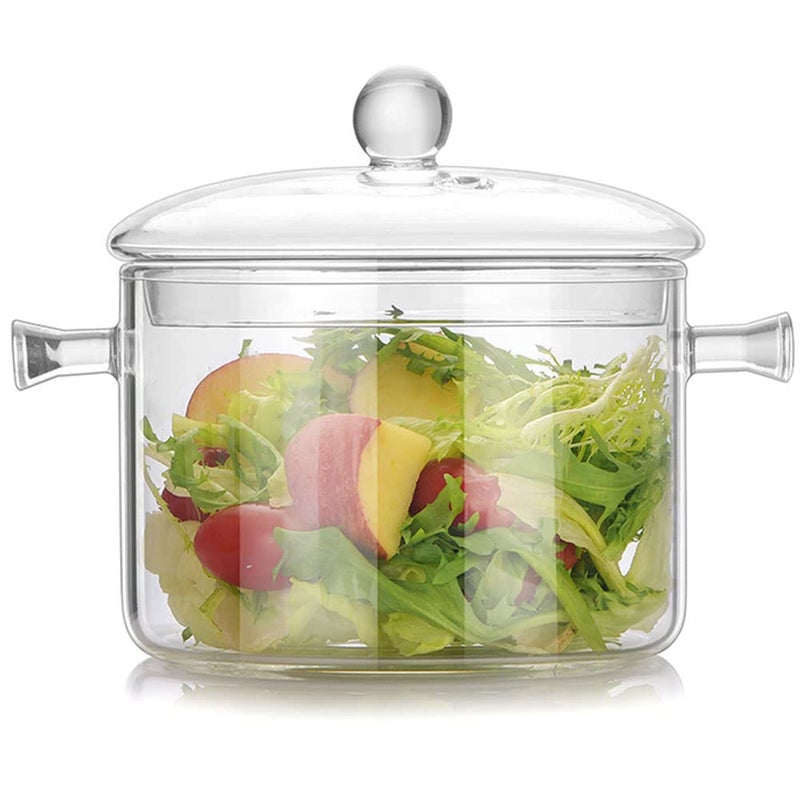 Glass Saucepan with Cover15L50 OZ Heatresistant Glass Stovetop Pot and Pan with Lid The Best Handmade Glass Cookware Set Cooktop Safe for Pasta Noodle Soup Milk Baby Food