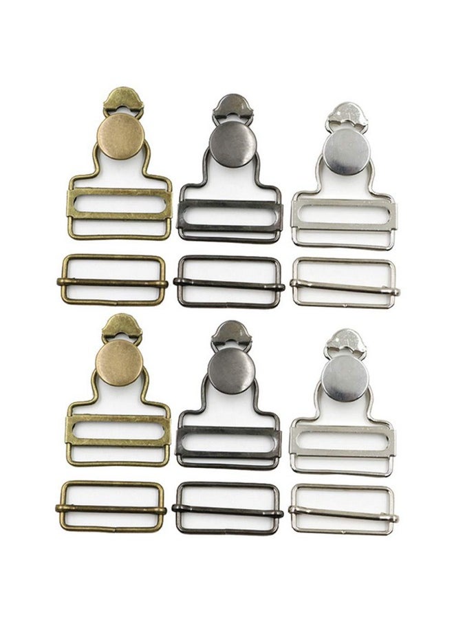Teensery 6 Sets Overall Buckles Metal Suspender Replacement Buckles With Rectangle Buckle Slider And No Sew Buttons For Overalls Bib Pants Trousers Jeans (32 Mm)  - Image 1