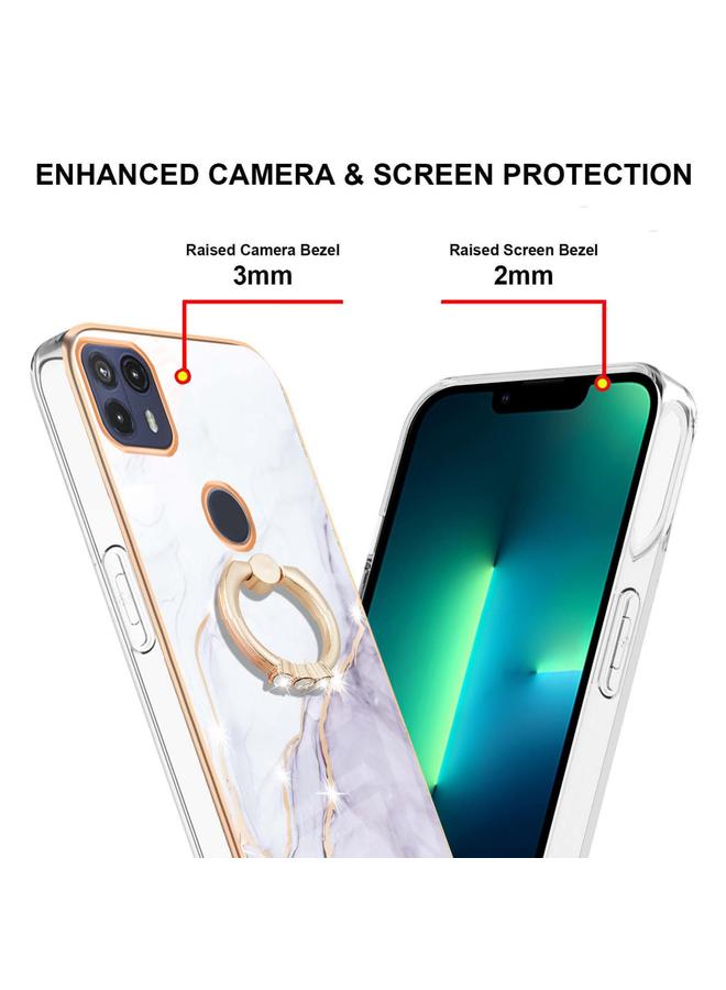 اس-توب جراب لهاتف Motorola Moto G50 5G بنمط رخامي مطلي بالكهرباء من مادة TPU المقاومة للصدمات مع حامل حلقي - Image 3