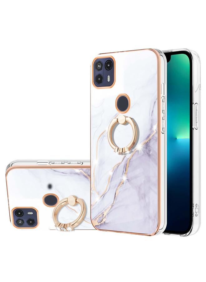 اس-توب جراب لهاتف Motorola Moto G50 5G بنمط رخامي مطلي بالكهرباء من مادة TPU المقاومة للصدمات مع حامل حلقي - Image 1