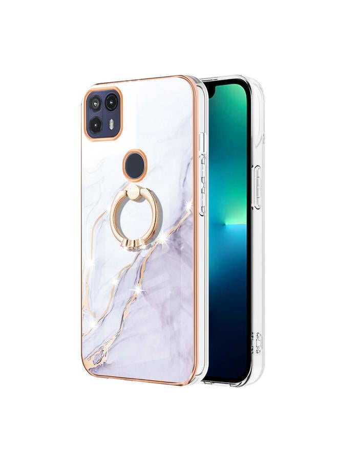 اس-توب جراب لهاتف Motorola Moto G50 5G بنمط رخامي مطلي بالكهرباء من مادة TPU المقاومة للصدمات مع حامل حلقي - Image 2