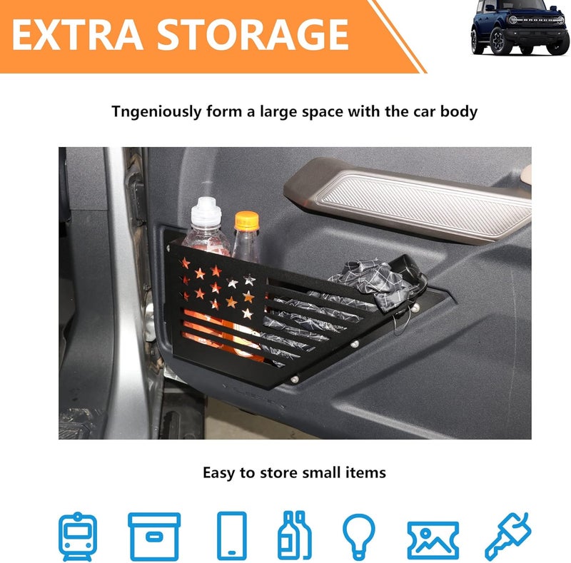 RERPRO Front Door Storage Pockets for Ford Bronco 2021-2023 with American Flag Design - Image 5