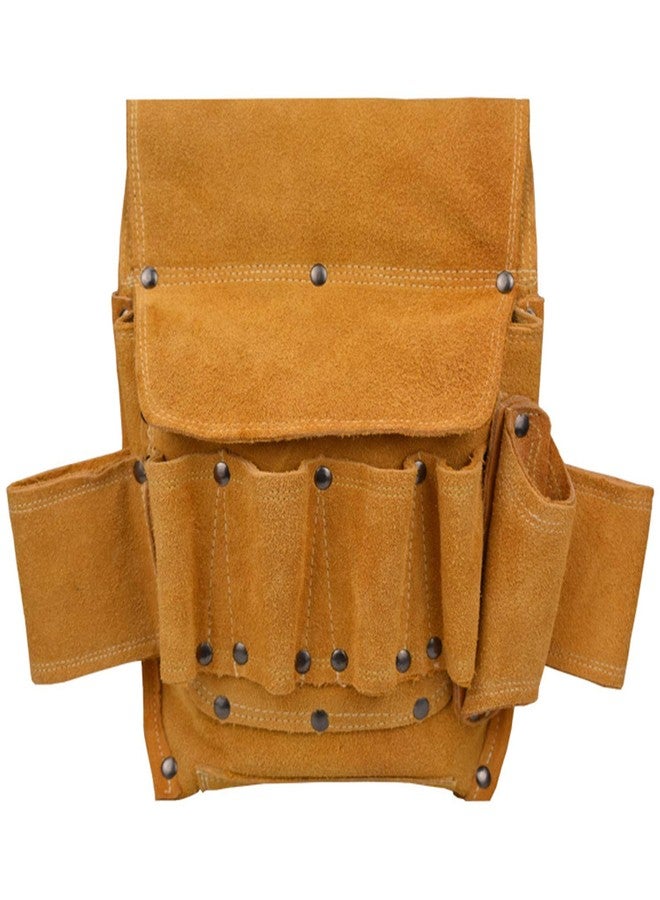 TPW Topways Leather Tool Belt Pouch/Work Apron for Carpenters and Builders, Suede Tool Bag & Adjustable Poly Web Belt for Tools, Flashlight, Keys etc. - Image 2