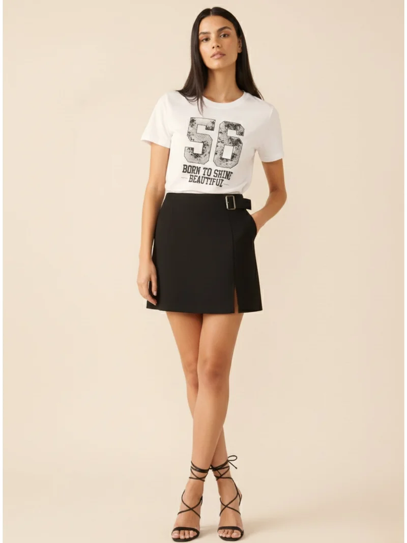 Outzidr  White Short Sleeves Crew Neck T-Shirt for Women | Best Price UAE