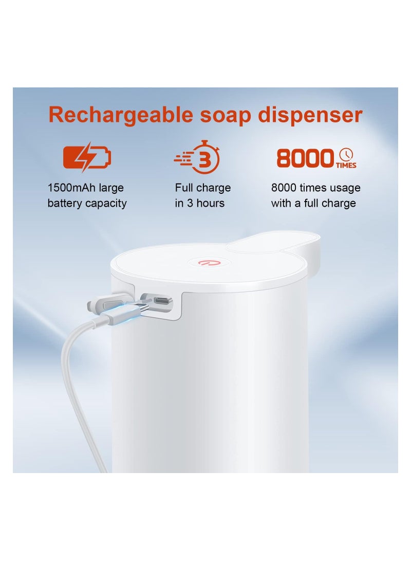 Hand Soap Dispenser Automatic Foaming Soap Dispenser Rechargeable Touchless Soap Dispenser Stainless Steel Foam Soap Dispenser for Bathroom Hand Soap Pump for Kitchen Xmas Gift 9oz White - Image 3