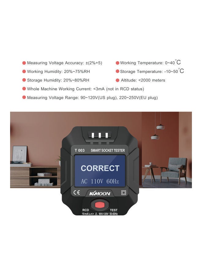 NIBEMINENT 90~120V Smart Socket Tester Multicolour 7.5 x 6.5 7.5cm - Image 4