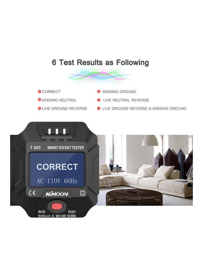 NIBEMINENT 90~120V Smart Socket Tester Multicolour 7.5 x 6.5 7.5cm - Image 3
