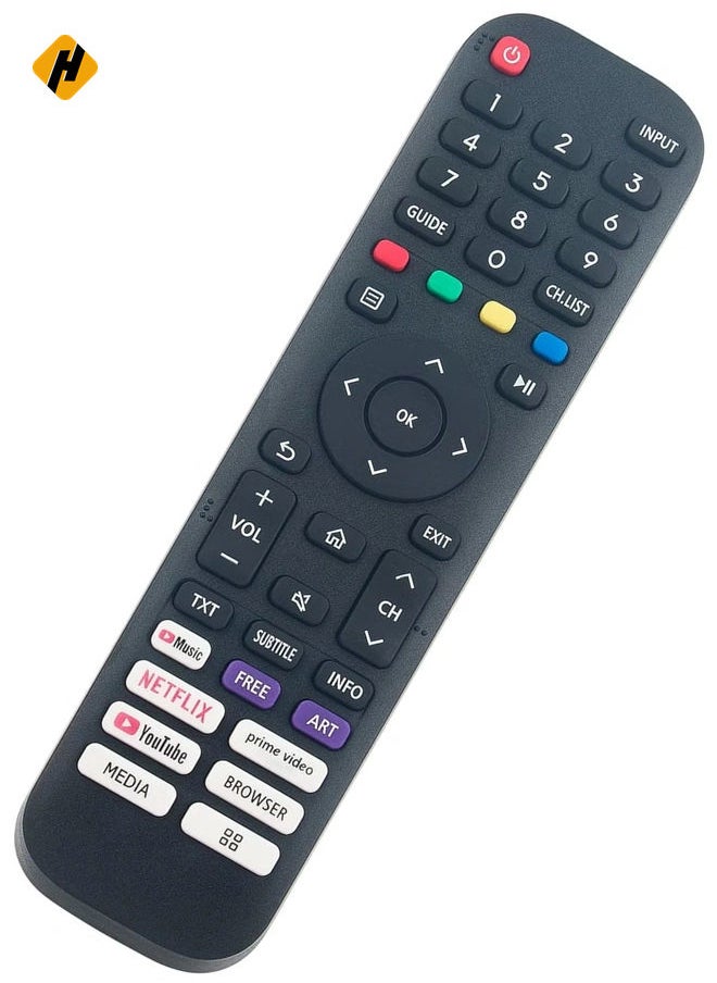 HuHa - Replacement Remote Control EN2J30H Fit for Hisense Vida Smart TV 2020 32A45GV 40H5G 40A4GV 40A40GV 40A40GMV 40H55G 40A4HV 40A4070GMV 43H6G 43H77G 43V6G 43V6G A60G 43A60H 43A60GMV 43A6010GMV 43A6070GMV with battery - Image 1
