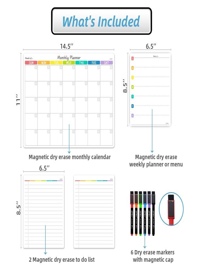JJPRO Magnetic Dry Erase Calendar for Refrigerator-Monthly Fridge Calendar, Weekly Menu Board and to Do List for Fridge-Monthly, Weekly, Daily Planner with 6 Markers-14.5"x11" - Image 2