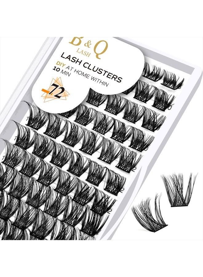 B&qaugen Lash Clusters B05 72 Cluster Lashes Mixed Tray DIY Eyelash Extensions D Curl B&Q LASH Fluffy Individual Eyelash Clusters Extensions DIY at Home (B05,D-8-16MIX) - Image 1