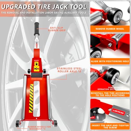 DESEQPT Upgraded Portable Effortless Tire Jack Disassembly Tool, Tire Jack Tool with Roller Plate [Extended Version] - Image 5
