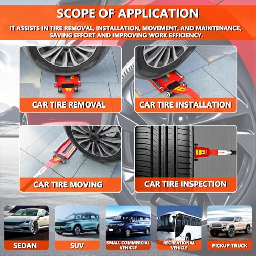 DESEQPT Upgraded Portable Effortless Tire Jack Disassembly Tool, Tire Jack Tool with Roller Plate [Extended Version] - Image 4