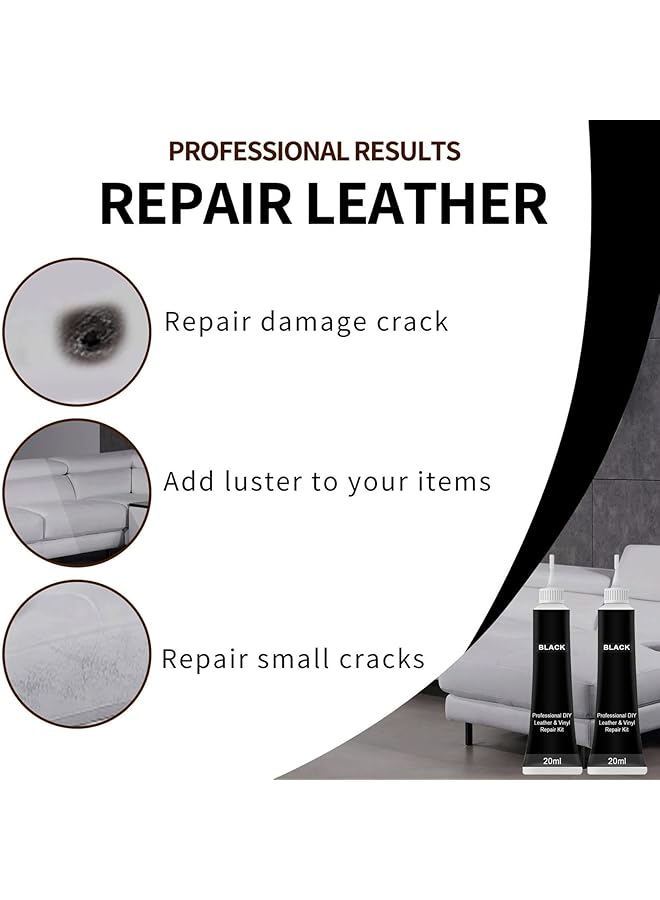 Generic Leather Repair Cream,Leather Recoloring Balm,Leather Restorer,Leather Restoration,Leather Glue For Furniture,Couch,Car Seats,Sofa, Jacket, Black, 2Pc - Image 2