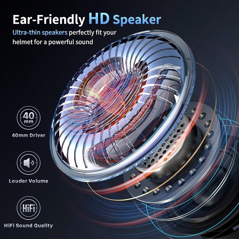Fodsports FX-S Motorcycle Bluetooth Headset V5.4, 2-Way Helmet Intercom Communication System with IP67 Waterproof, CVC Noise Cancellation, Hands-Free Music/Call, 2 Type Mics, 1 Pack - Image 3