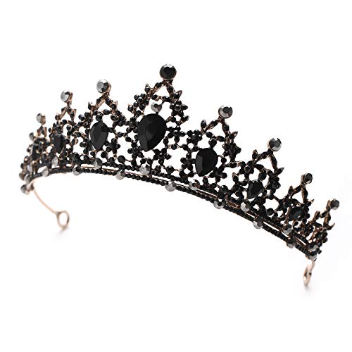 FORSEVEN Rhinestone Headband Birthday Party Tiaras Bridal Wedding Accessories (Black) Halloween Decorations Headband - Image 2
