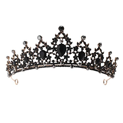 FORSEVEN Rhinestone Headband Birthday Party Tiaras Bridal Wedding Accessories (Black) Halloween Decorations Headband - Image 1