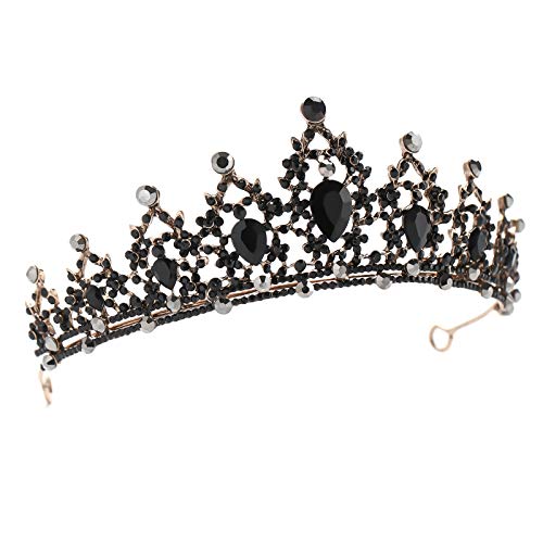 FORSEVEN Rhinestone Headband Birthday Party Tiaras Bridal Wedding Accessories (Black) Halloween Decorations Headband - Image 3