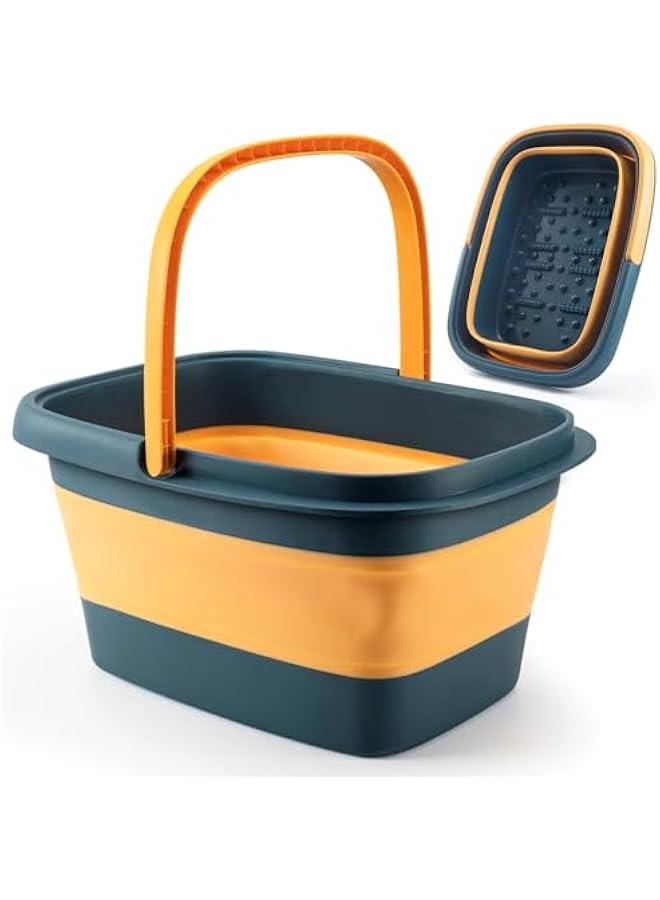 TRASSLE Foot Bath Collapsible Foot Bath Foot Soak Tub with Handle Foot Spa Bath 15L/4 Gallons Massager Foot Soaking Bath Basin Feet for Dry Cracked Feet, Pedicure Foot Soak, Home Spa Treatment (Blue) - Image 1