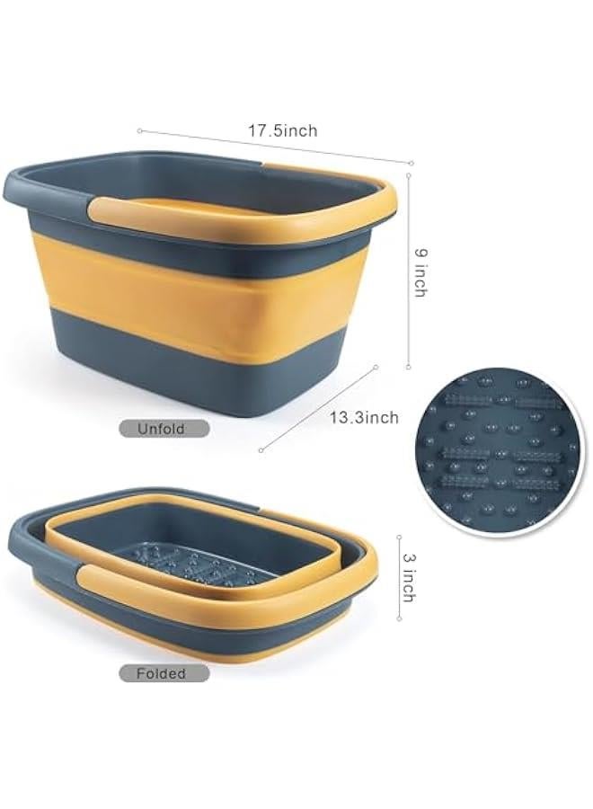 TRASSLE Foot Bath Collapsible Foot Bath Foot Soak Tub with Handle Foot Spa Bath 15L/4 Gallons Massager Foot Soaking Bath Basin Feet for Dry Cracked Feet, Pedicure Foot Soak, Home Spa Treatment (Blue) - Image 5