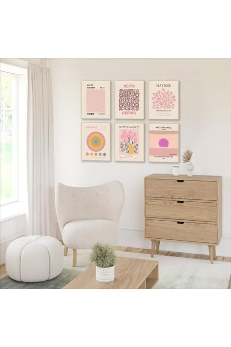 KBKBART Matisse Wall Art Prints, Abstract Matisse Wall Art Exhibition Posters, Minimalist Pink Matisse Flower Market Yayoi Kusama Mix Gallery Wall Art, Boho Canvas Art Prints Beige Pink Room Decor for Room - Image 4