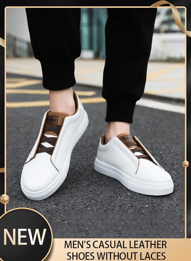 Casual men's leather shoes, non-slip men's leather shoes, versatile no-tie casual men's leather shoes, designed specifically for young and fashionable men.  - Image 1