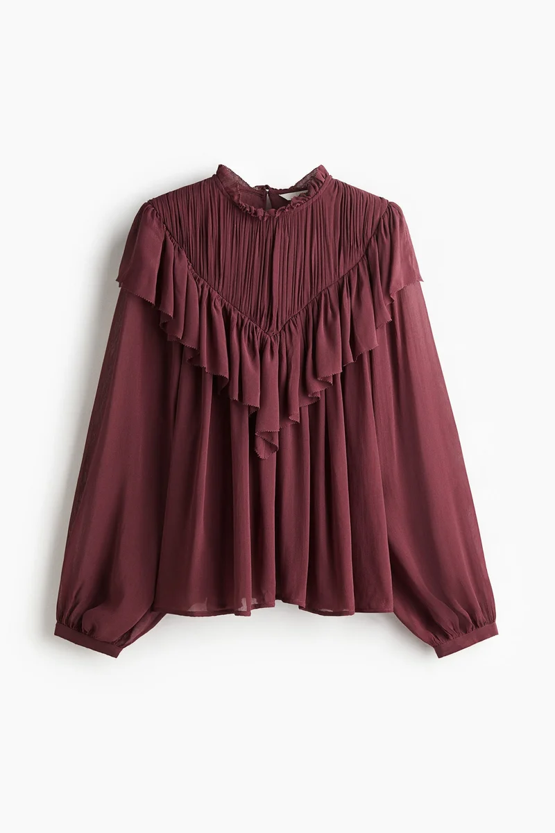 H&M Frill-trimmed chiffon blouse