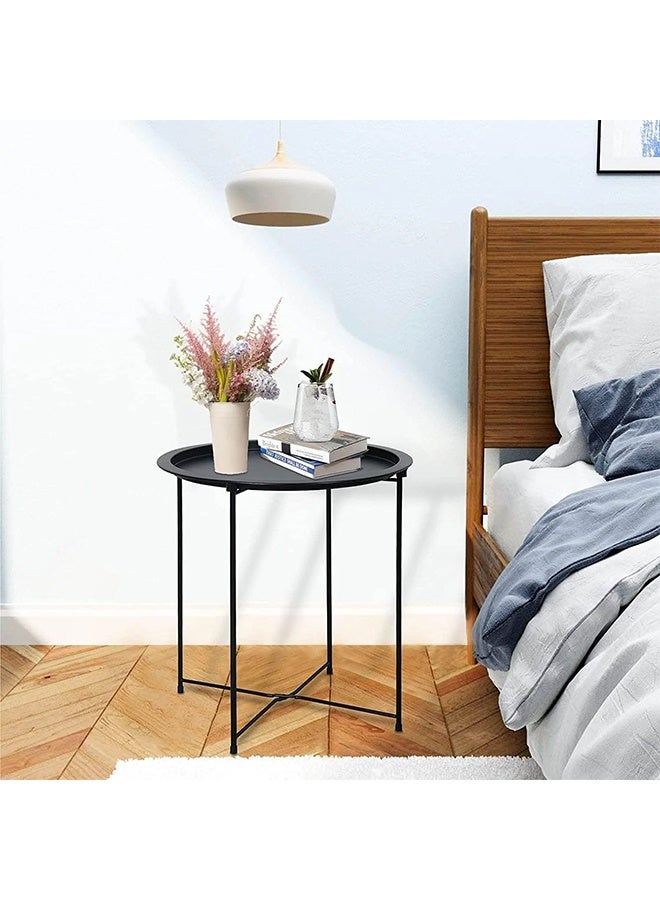RollsTimi  Tables Side Table for Living Room End Table Small Bedside Table Bedroom Modern Home Metal Side Tables,Black - Image 4