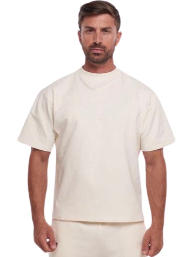 Mei Stylish Unisex Vintage Casual Loose Shoulder Oversize Crew Neck Shaded Short Sleeve T-shirt - Image 2