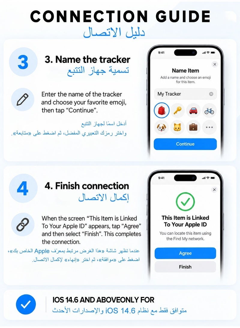Geokay Bluetooth Tracker for Apple Find My (iOS Only) – 2-Pack Smart Item Locator with Global Find My Network, Up to 60M Bluetooth Range, Splash-Resistant Key Finder Tag for Keys, Bags, Luggage and Bikes, 2-Year Replaceable Battery with 2 Spare Lithium Batteries, Requires iOS 14.6+ - Image 5