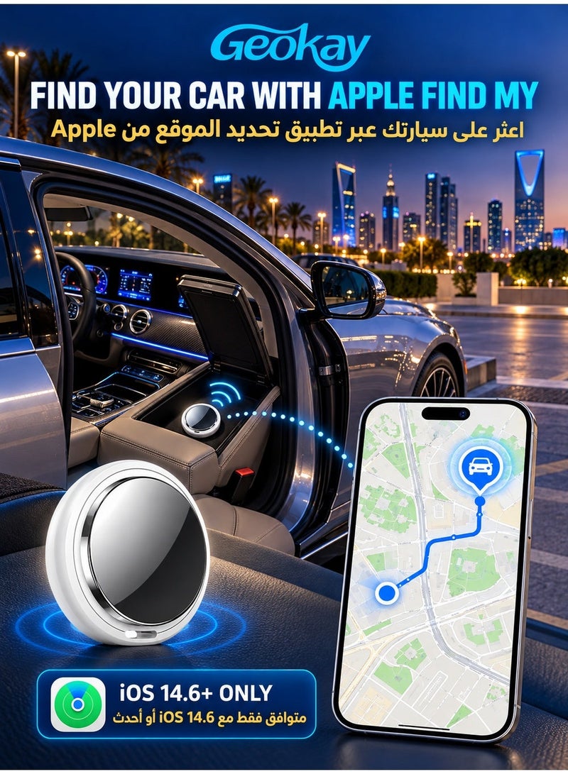 Geokay Bluetooth Tracker for Apple Find My (iOS Only) – 2-Pack Smart Item Locator with Global Find My Network, Up to 60M Bluetooth Range, Splash-Resistant Key Finder Tag for Keys, Bags, Luggage and Bikes, 2-Year Replaceable Battery with 2 Spare Lithium Batteries, Requires iOS 14.6+ - Image 2