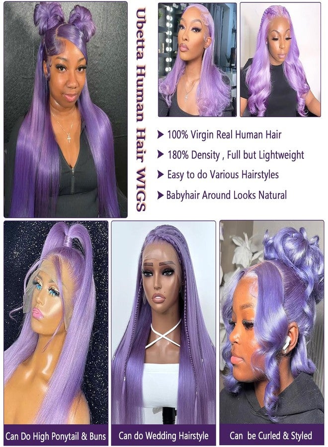 أوبيتا شعر مستعار أمامي من الدانتيل بلون بنفسجي فاتح، شعر بشري طبيعي، شعر مستعار أمامي من الدانتيل 13x6 بدون غراء، شعر بشري طبيعي، شعر مستعار ملون بنفسجي، كثافة 180%، شعر مستعار أمامي من الدانتيل شفاف عالي الدقة بلون الخزامى للنساء - Image 4