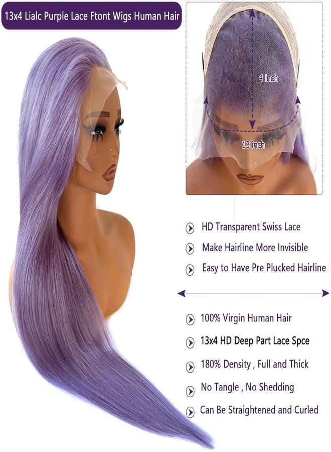 أوبيتا شعر مستعار أمامي من الدانتيل بلون بنفسجي فاتح، شعر بشري طبيعي، شعر مستعار أمامي من الدانتيل 13x6 بدون غراء، شعر بشري طبيعي، شعر مستعار ملون بنفسجي، كثافة 180%، شعر مستعار أمامي من الدانتيل شفاف عالي الدقة بلون الخزامى للنساء - Image 3