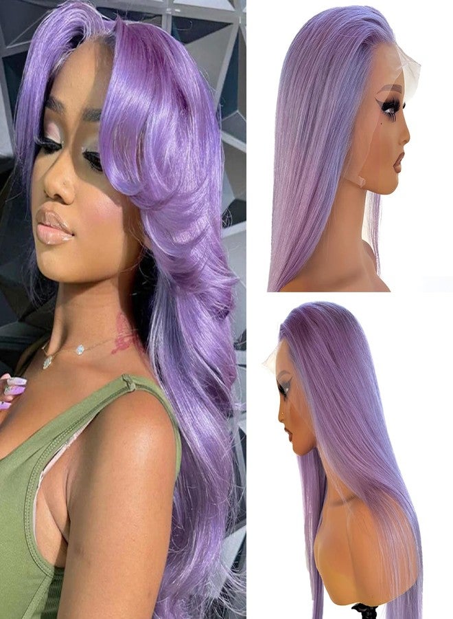 أوبيتا شعر مستعار أمامي من الدانتيل بلون بنفسجي فاتح، شعر بشري طبيعي، شعر مستعار أمامي من الدانتيل 13x6 بدون غراء، شعر بشري طبيعي، شعر مستعار ملون بنفسجي، كثافة 180%، شعر مستعار أمامي من الدانتيل شفاف عالي الدقة بلون الخزامى للنساء - Image 1