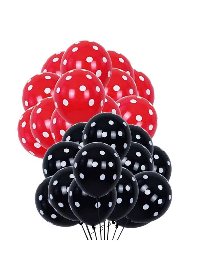DUL DUL Black,Red Polka balloons for birthday decoration 30 Pcs -Polka Dot balloons pack of 15 pcs Red 15 pcs Black color for Birthday/Decoration/Party,Engagement,Baby Shower (BLACK+RED, 30) - Image 1