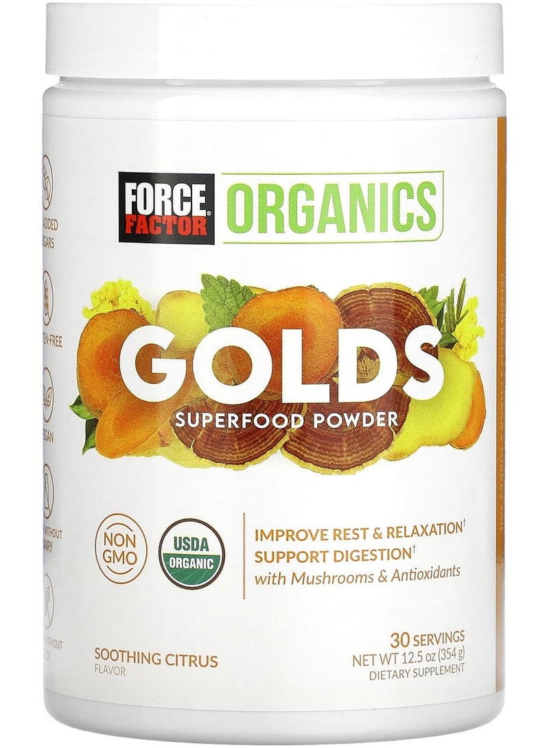 Force Factor Organics Golds Superfood Powder Soothing Citrus 12.5 oz (354 g)
