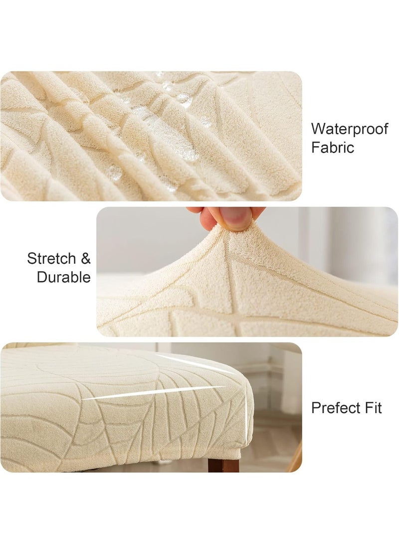 Waterproof Chair Covers for Dining Room 6 Pack, Dining Chair Cover Removable Parson Chair Slipcover Chair Protectors Covers for Kitchen (Leaves-Beige, 6 PCS) - Image 2