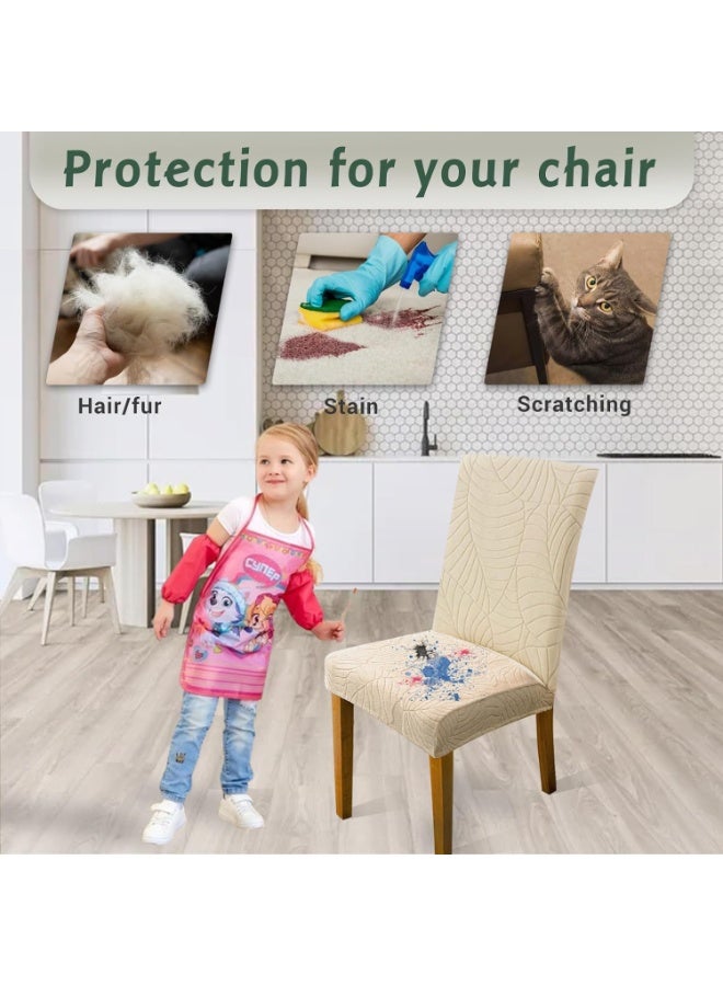 Waterproof Chair Covers for Dining Room 6 Pack, Dining Chair Cover Removable Parson Chair Slipcover Chair Protectors Covers for Kitchen (Leaves-Beige, 6 PCS) - Image 4