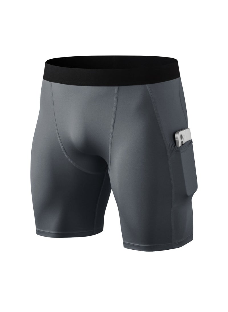 Loquat Men Quick Dry Breathable Elastic Shorts Grey  - Image 1