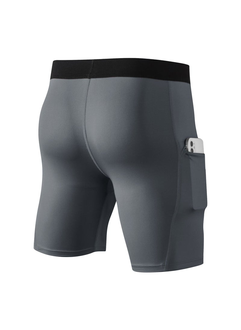 Loquat Men Quick Dry Breathable Elastic Shorts Grey  - Image 2