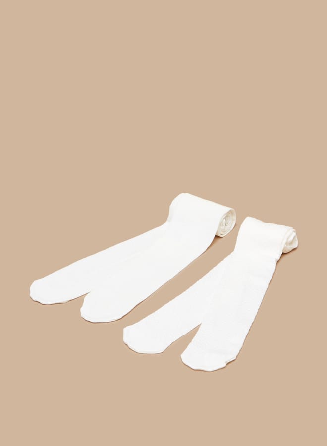 Barefeet Textured School Tights - Set Of 2 - Image 1
